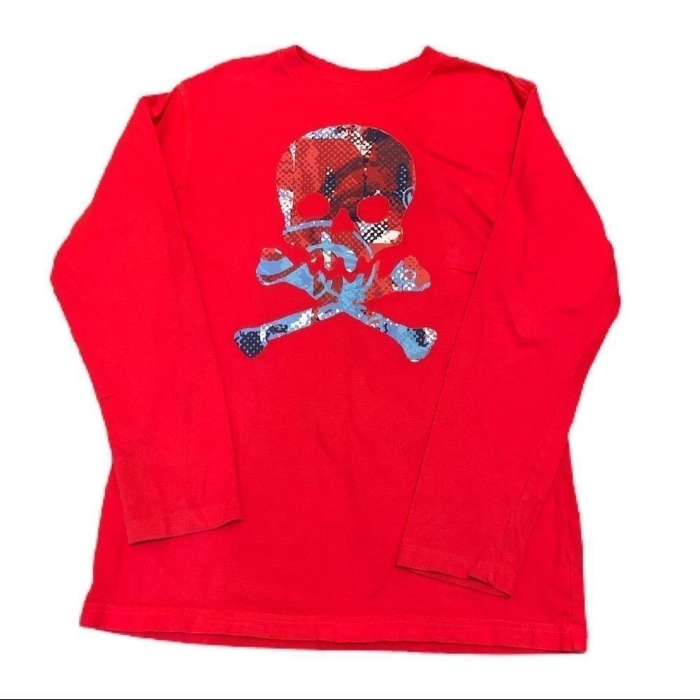 Children’s Place red long sleeve skull shirt 10/12